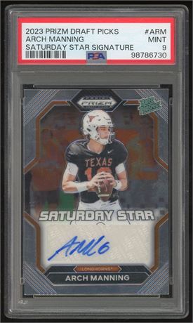 2023 Prizm Draft Picks Arch Manning Saturday Star Signature Rated Rookie PSA 9