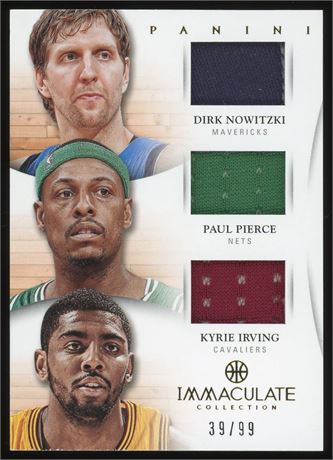 2012 Panini Immaculate #45 Dirk/Pierce/Kyrie Triple-Patch 39/99