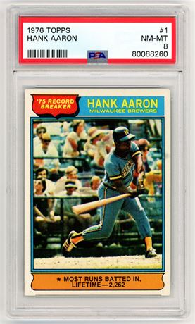 1976 Topps #1 Hank Aaron '75 Record Breaker PSA 8 NMMT