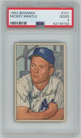 1952 Bowman #101 Mickey Mantle PSA 2 GOOD Nice Centering