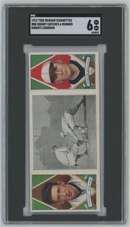 1912 T202 Hassan #88 Knight Catches A Runner Knight/ Walter Johnson SGC 6 EXMT