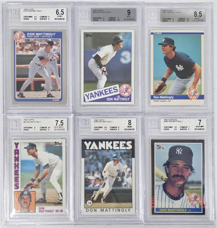 1984-86 BGS Graded Don Mattingly Lot (6) w/ Topps and Fleer RC's