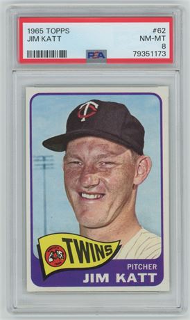 1965 Topps #62 Jim Kaat PSA 8 NMMT