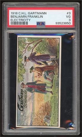 1918 CHL Gartmann Benjamin Franklin Electricity PSA 3 VG Pop 1 Only 2 Higher