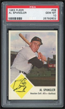 1963 Fleer #39 Al Spangler PSA 10 GEM MINT POP 4
