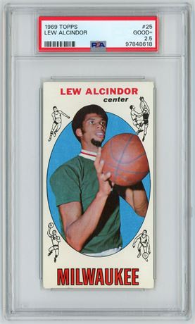 1969 Topps #25 Lew Alcindor (Kareem Abdul-Jabar) RC PSA 2.5 GOOD+