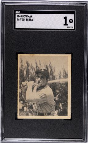 1948 Bowman #6 Yogi Berra RC SGC 1 POOR
