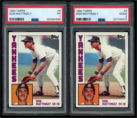 1984 Topps #8 Don Mattingly RC Lot (2) PSA 1&2 Pop 21 & Pop 70
