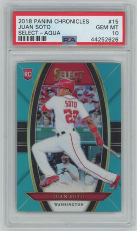 2018 Panini Chronicles Select #15 Juan Soto Aqua 264/299 RC PSA 10 GEM MINT