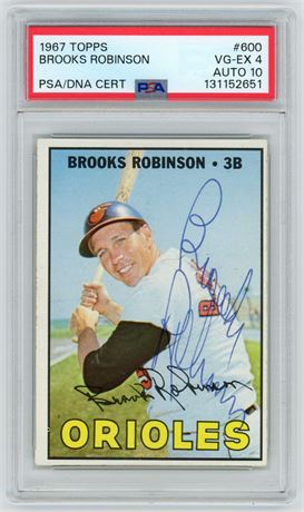 1967 Topps #600 Brooks Robiinson Hi# PSA 4 Auto 10 Pop 3 Only 6 Higher