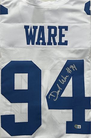 DeMarcus Ware XL Autographed Pro Style White Football Jersey Beckett