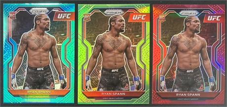 2021 Prizm UFC #41 Ryan Spann RC Colored Prizm Lot (3) Teal/Green/Red