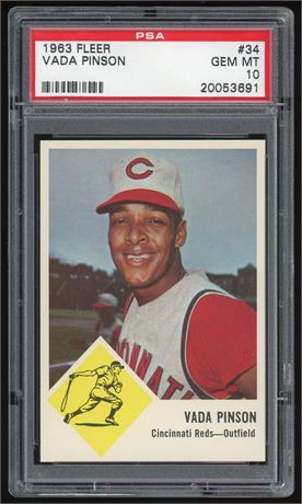 1963 Fleer #34 Vada Pinson PSA 10 GEM MINT POP 6