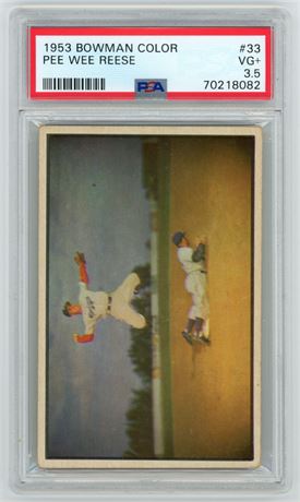 1953 Bowman Color #33 Pee Wee Reese RC PSA 3.5 VG+ Nicely Centered