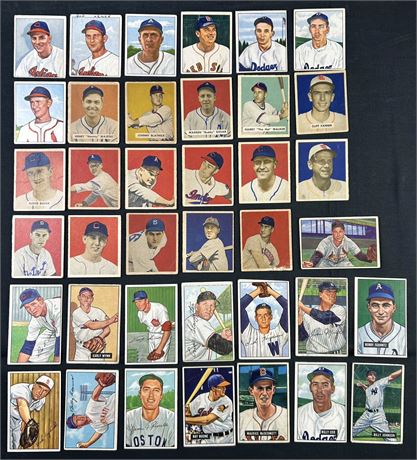 1949-1952 Bowman Baseball Lot (38) w/ HOFers + Stars Mize, Slaughter, Lemon