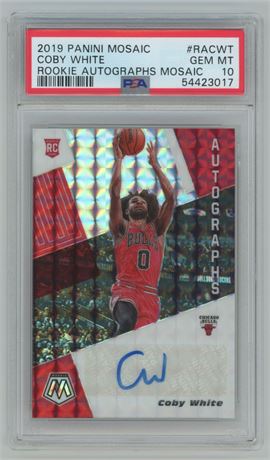 2019 Panini Mosaic Coby White Rookie Autographs PSA 10 GEM MINT