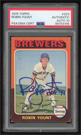 1975 Topps #223 Robin Yount RC PSA Auto 10