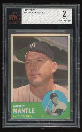 1963 Topps #200 Mickey Mantle BVG 2 GOOD