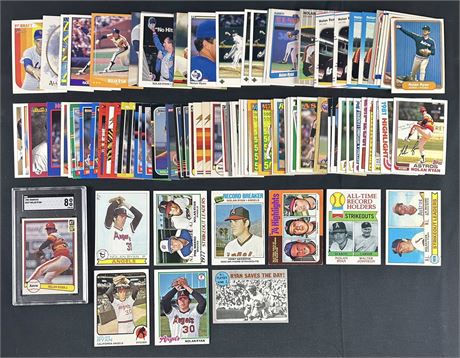 1970-1992 Topps/Fleer/Donruss Nolan Ryan Lot (90) w/ 1982 Donruss SGC 8 NMMT