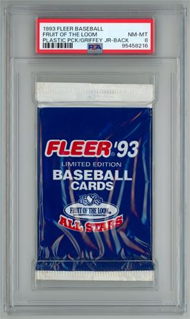 1993 Fleer baseball Fruit of the Loom Plastic pack Griffey Jr Back PSA 8 NMMT