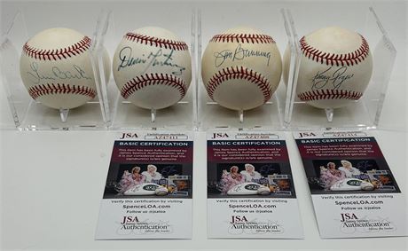 Perfect Game Pitchers Autographed Baseball Lot (4) JSA