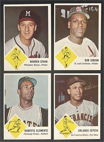 1963 Fleer Baseball Stars Lot (4) All EXMT w/ Gibson and Clemente