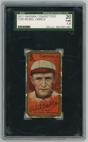 1911 T205 Hassan Rebel Oakes Gold Border SGC 1.5 FAIR