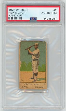 1920 W516-1 #2 Heinie Groh Hand Cut PSA Authentic
