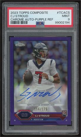 2023 Topps Chrome Composite CJ Stroud RC Auto Purple REF 156/175 PSA 9 MINT