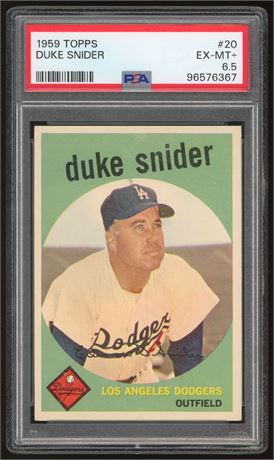1959 Topps #20 Duke Snider PSA 6.5 EXMT+