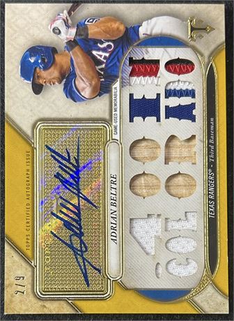2017 Topps Triple Threads Adrian Beltre 4-Color Patch Auto 2/9 Beauty!