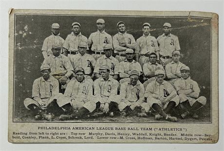 1905 Postcard Philadelphia Athletics w/ Plank, Waddell & Mack POOR (READ)