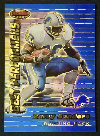 1999 Bowman's Best #94 Barry Sanders Best Performers 18/100 Atomic Refractor