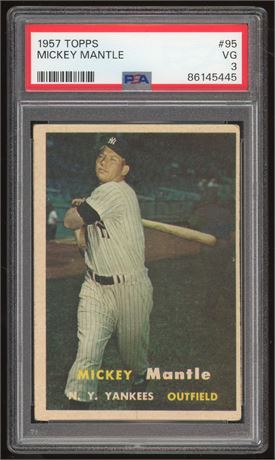 1957 Topps #95 Mickey Mantle PSA 3 VG