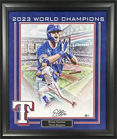 Large 22x26 Framed Evan Carter Auto Beckett