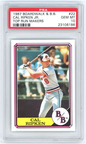 1987 Boardwalk & Baseball #22 Cal Ripken Jr Top Run Makers PSA 10 GEM MINT