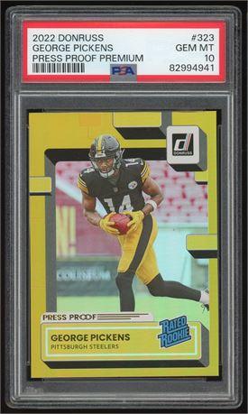 2022 Donruss #323 George Pickens Rated Rookie Press Proof Premium PSA 10