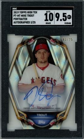 2019 Topps High Tek Mike Trout Portraitek 3/25 Auto SGC 9.5 Auto 10