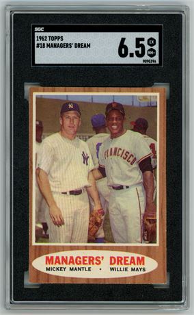 1962 Topps #18 Mantle/Mays Mangers' Dream SGC 6.5 EXMT+