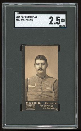 1894 N302 Mayo's Cut Plug WC Mackie Football Harvard SGC 2.5 GOOD+ Only 6 Higher