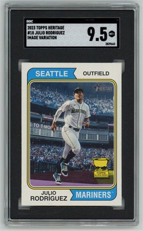 2023 Topps Heritage #18 Julio Rodriguez Image Variation SGC 9.5 MINT+