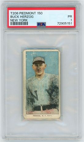 1909-11 T206 Piedmont 150 Buck Herzog New York PSA 1 POOR