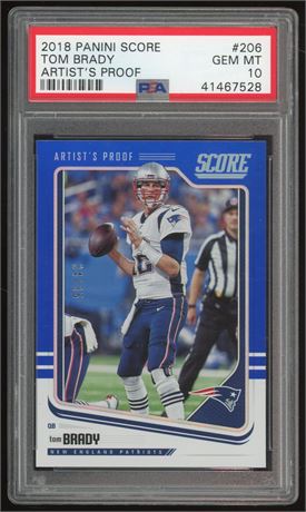 2018 Panini Score #206 Artist's Proof Tom Brady 34/35 PSA 10 GEM MINT
