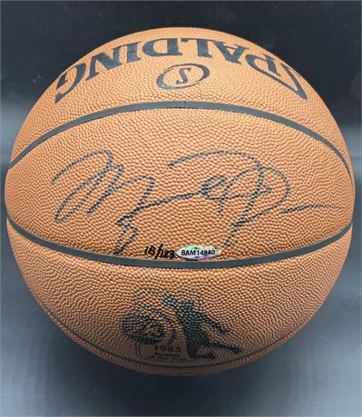 Michael Jordan Signed Spalding Basketball 18/123 w/ Display Case PSA LOA