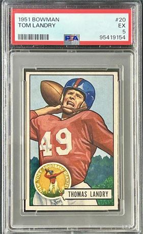 1951 Bowman #20 Tom Landry RC PSA 5 EX