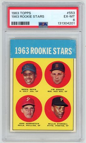 1963 Topps #553 Willie Stargell RC Hi# PSA 6 EXMT
