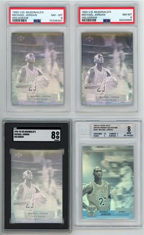 1992 Upper Deck McDonald's Michael Jordan Hologram NMMT Graded Lot (4)