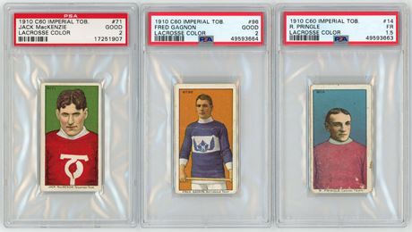 1910 C60 Imperial Tobacco Lacrosse Color PSA Graded Lot (3) Fair to Good