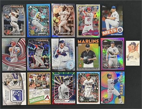 2020-24 Baseball Lot (16) w/ Stars, Auto, #d, Logo Patch, Jung Mini RC