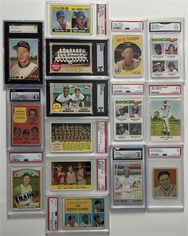 1949-1977 Baseball Graded Lot (15) w/ Brock, Robinson, Mays, and Clemente
